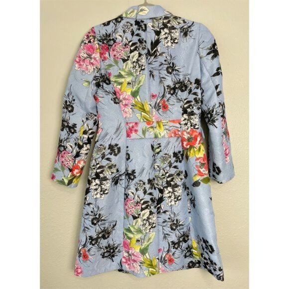 Carlisle Collection blue floral button front quilted coat jacket 2 - Picture 8 of 14